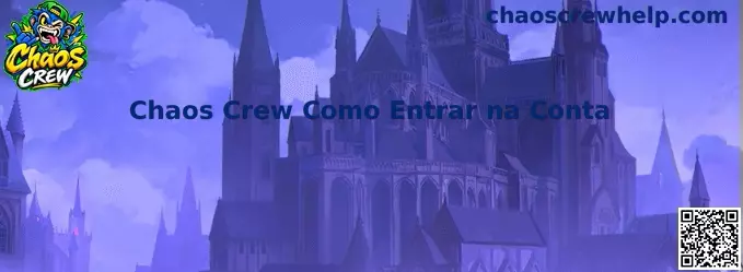 Interface visual explicativa sobre como entrar na conta no Chaos Crew